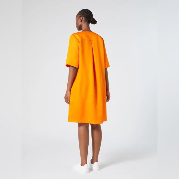 NWT women’s MARINA RINALDI SPORT Orange linen blend flare midi dress size 14 - Picture 2 of 11